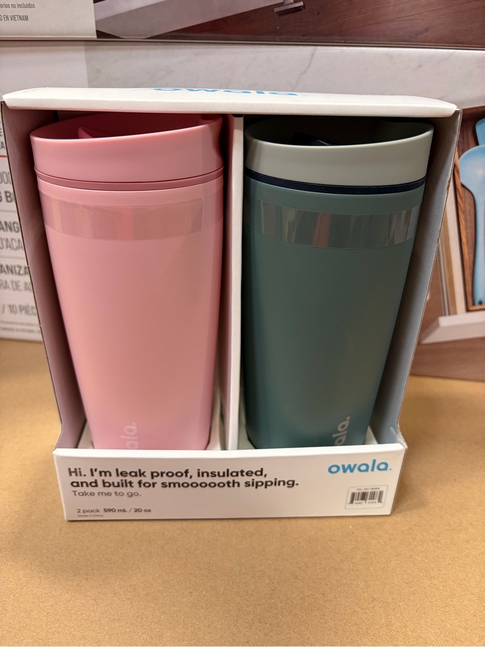 Owala 2-Pack Insulated Travel Tumblers — Pink & Green